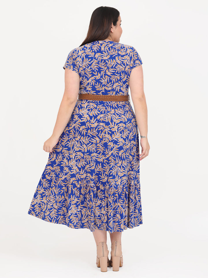 Vestido Curvy Carilo, Cuello en V, Cruzado,  Manga Corta