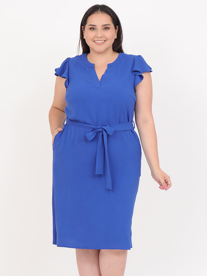 Vestido Curvy Carilo, Cuello en V,  Manga Olán