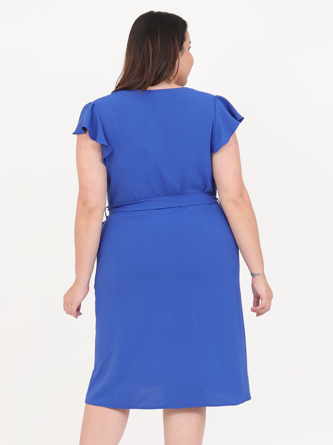 Vestido Curvy Carilo, Cuello en V,  Manga Olán