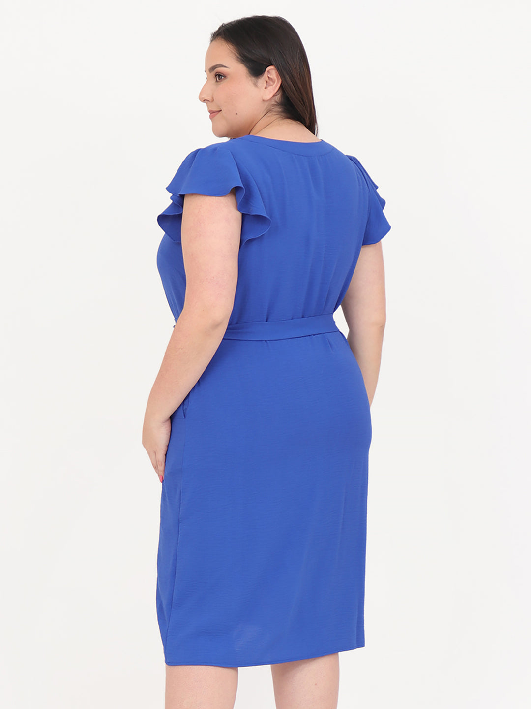 Vestido Curvy Carilo, Cuello en V,  Manga Olán