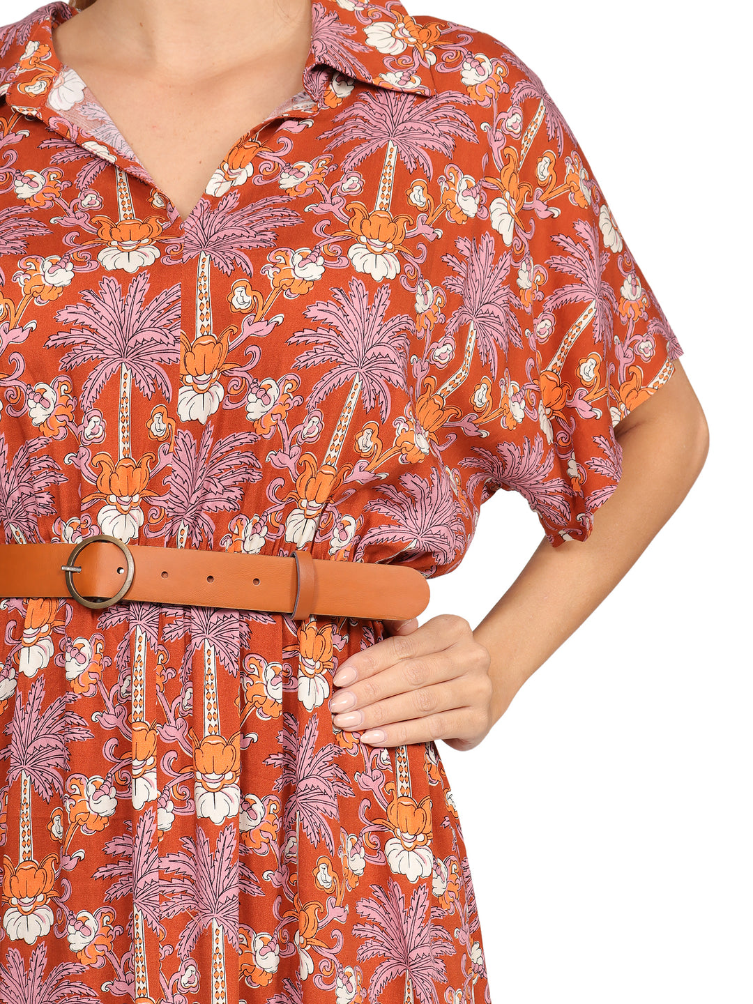 Vestido Camisero Midi, Manga Corta
