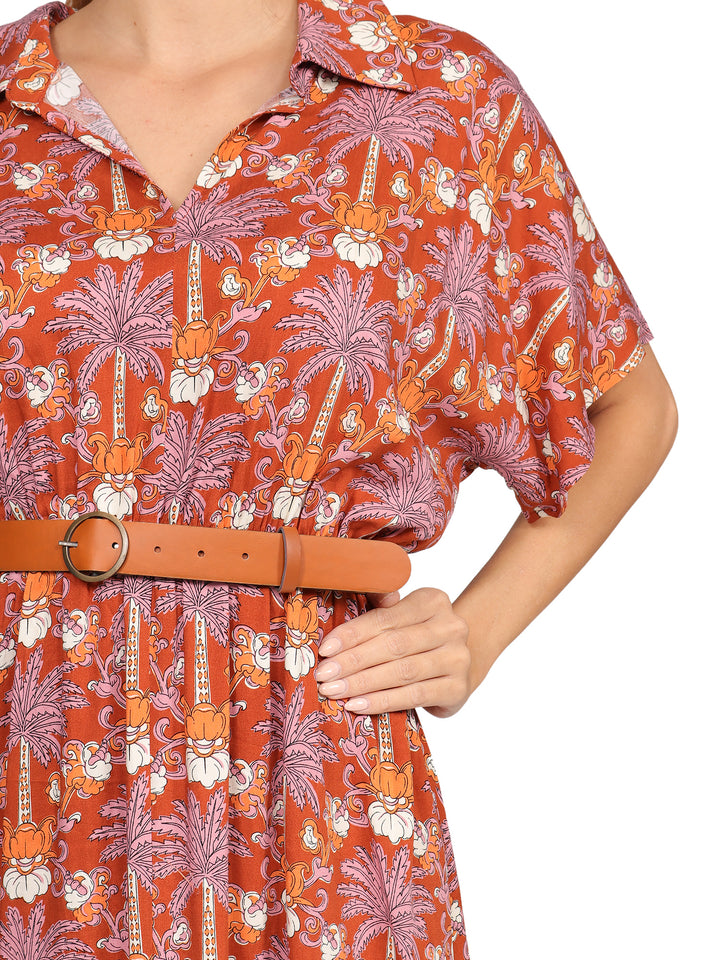 Vestido Camisero Midi, Manga Corta