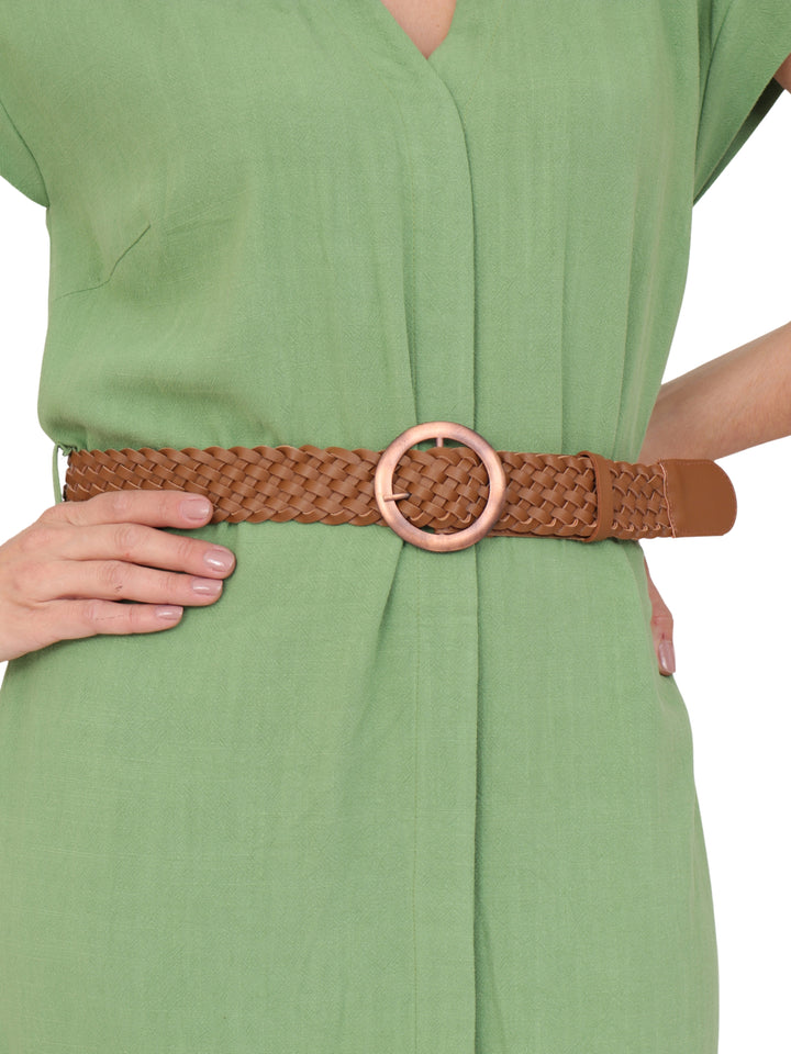 Vestido  Cuello  Camisero, Sin Manga , Botones al Frente , Liso