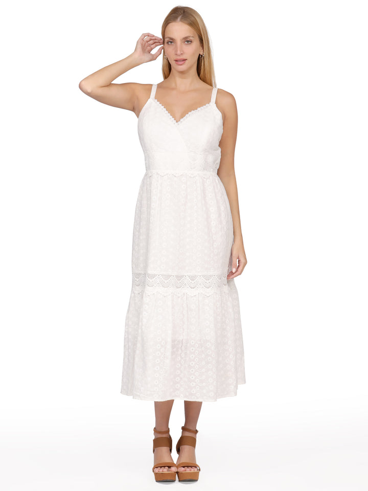Vestido de Tirantes, Largo,  Algodón Bordado