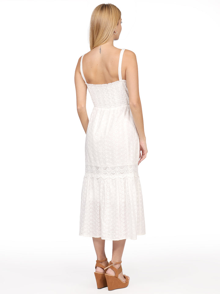 Vestido de Tirantes, Largo,  Algodón Bordado