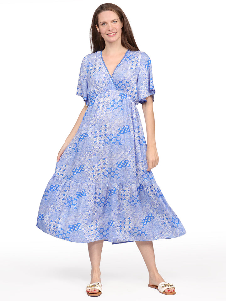 Vestido Cuello V, Cruzado, Estampado