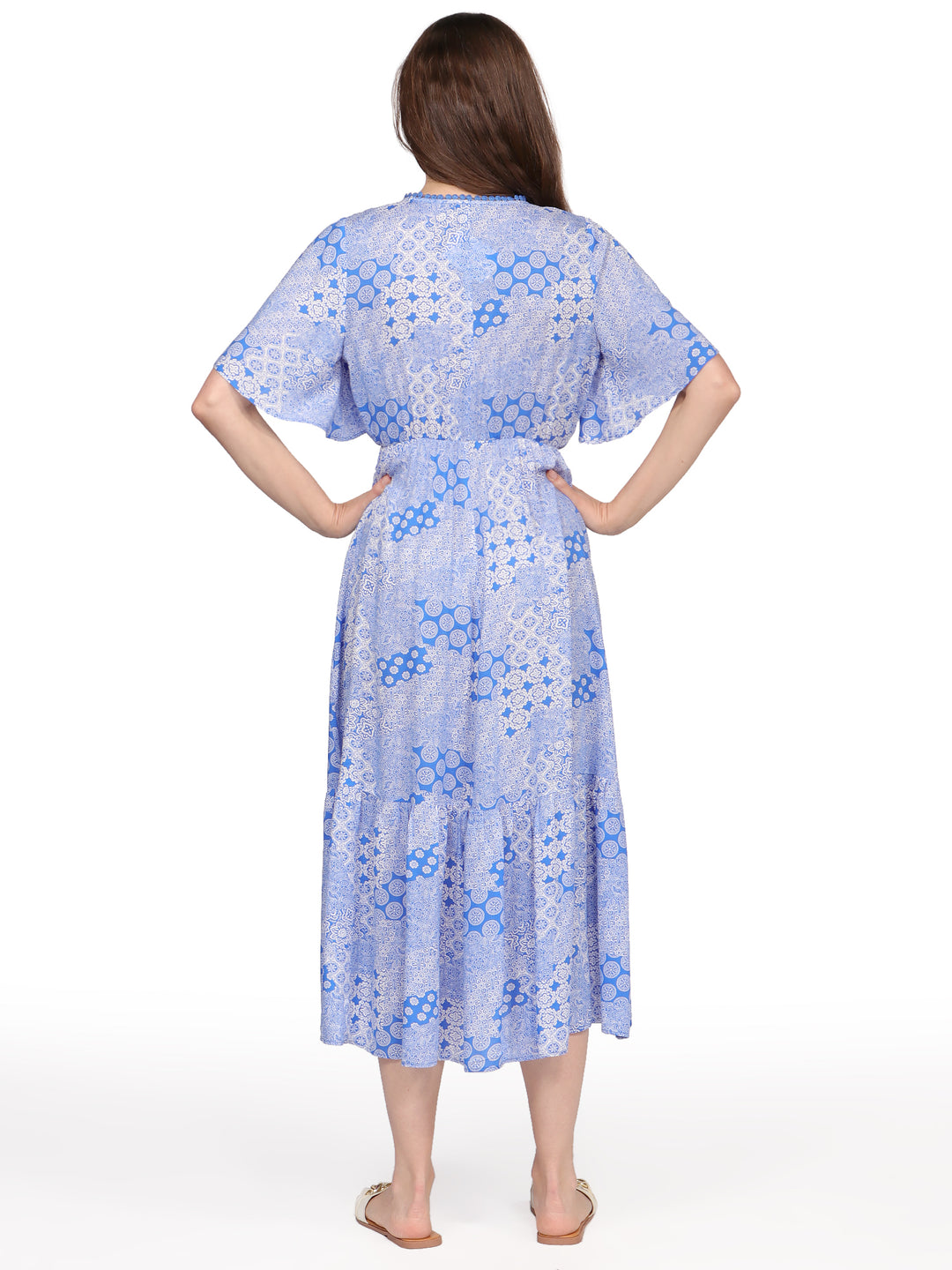 Vestido Cuello V, Cruzado, Estampado