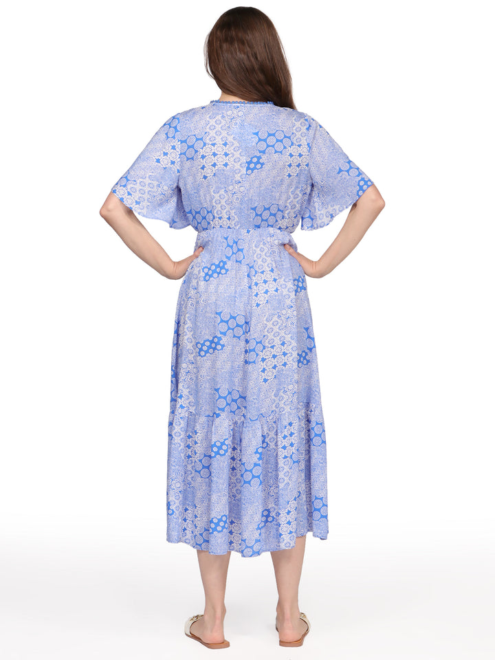 Vestido Cuello V, Cruzado, Estampado