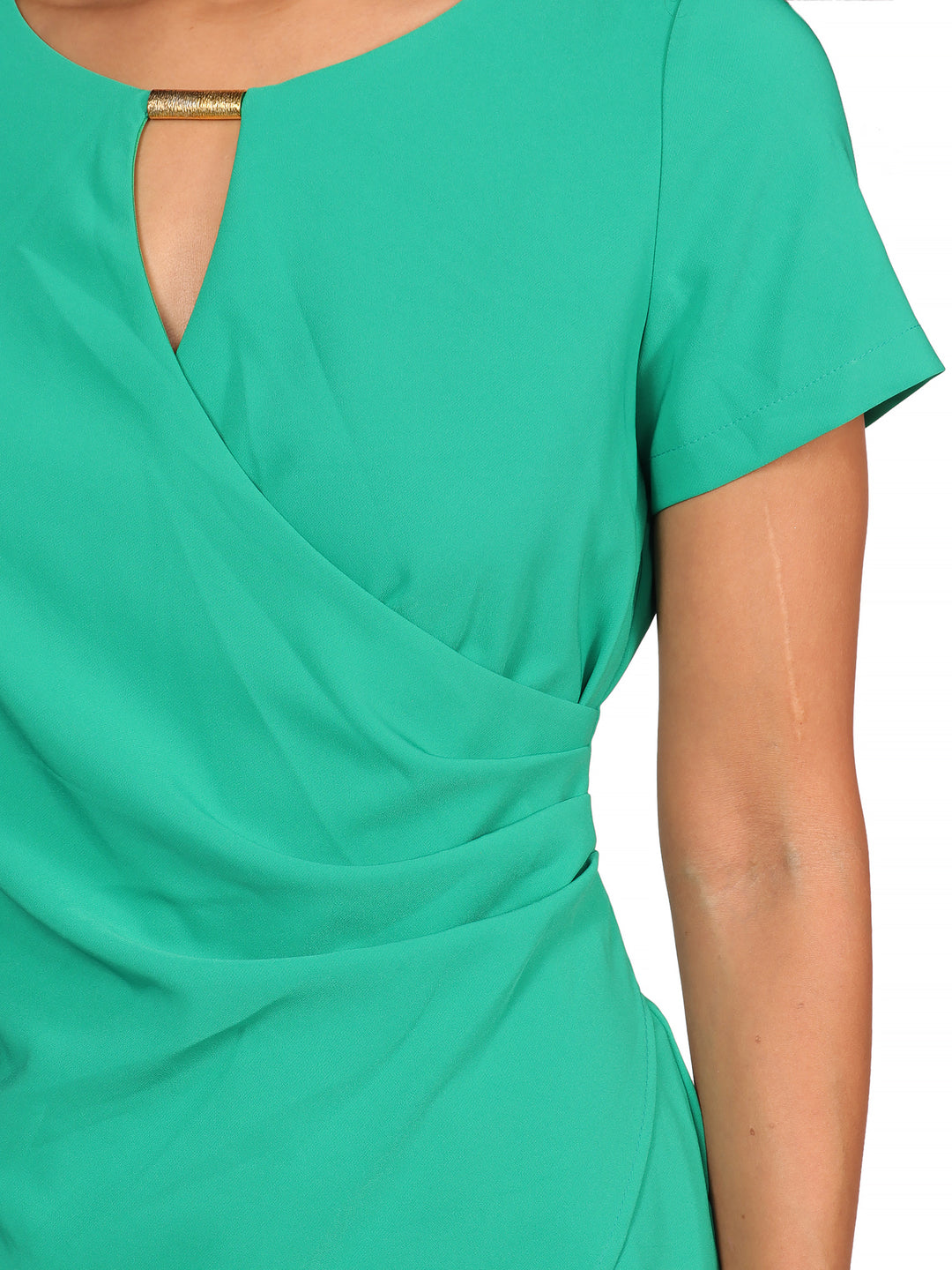 Vestido , Cuello Redondo con Aplicación, Sin Manga , Liso