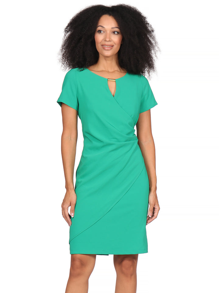 Vestido , Cuello Redondo con Aplicación, Sin Manga , Liso