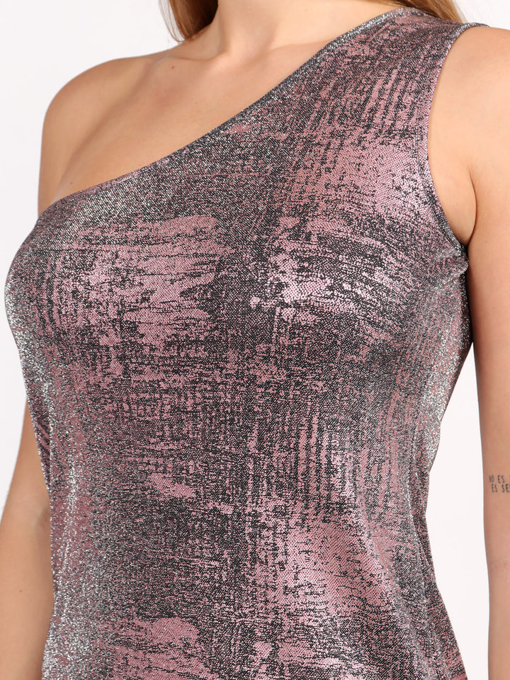 Vestido  Asimetrico,Linea A, Metalico