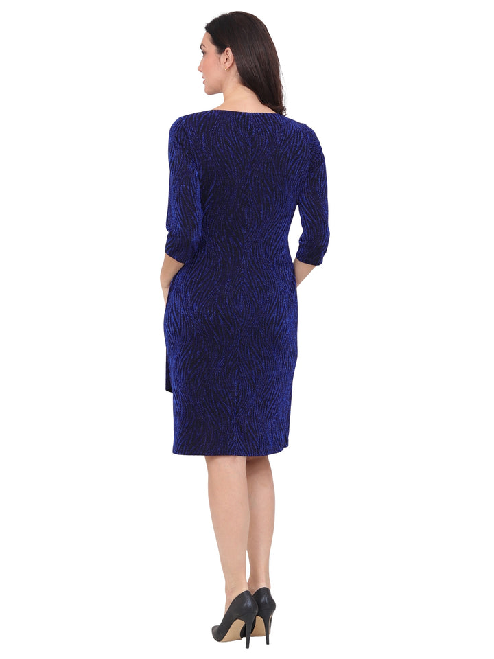 Vestido Cuello Redondo, Con Aplicación en la Cintura, Brillos