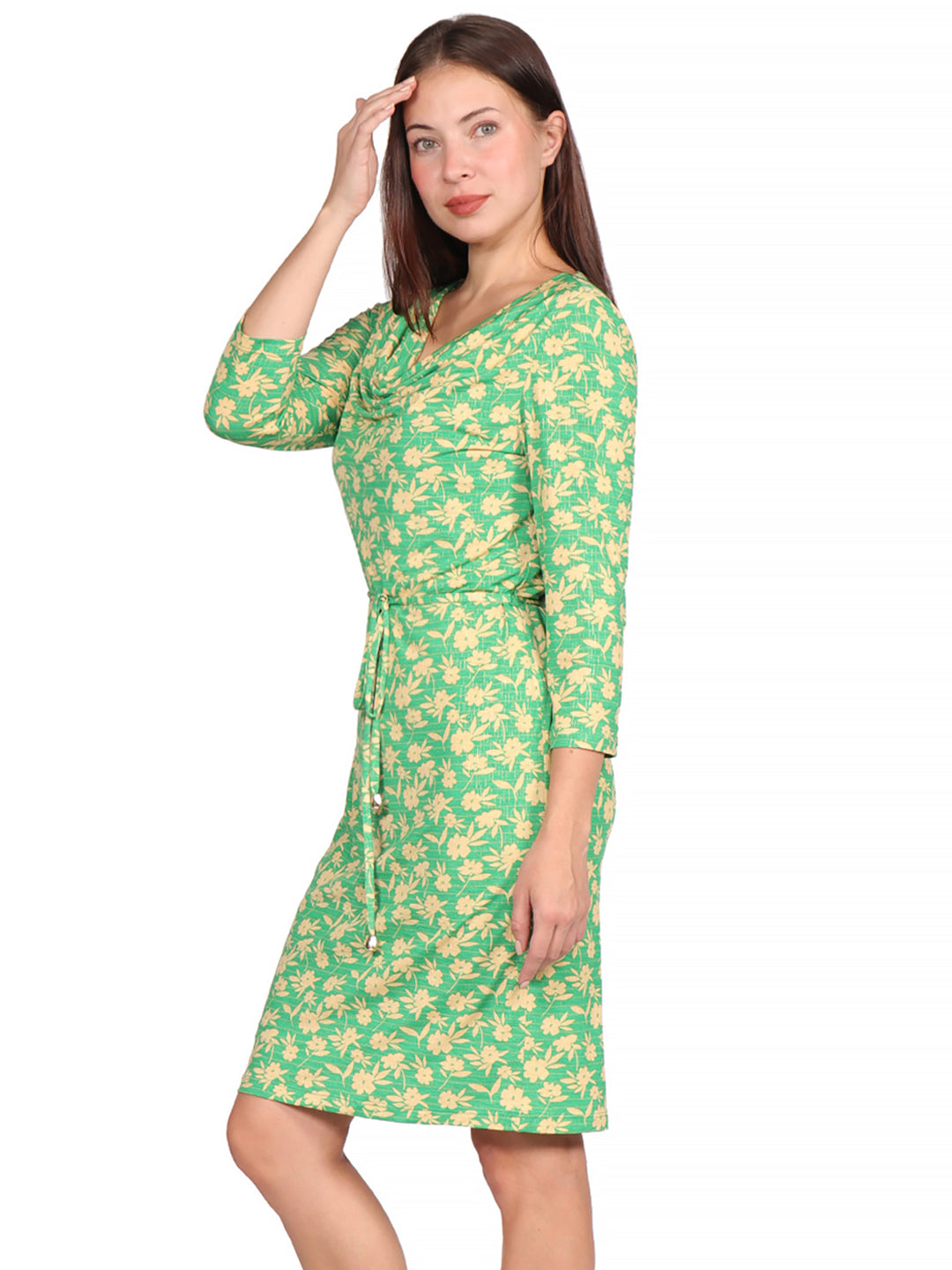 Vestido , Cuello Columpio, Manga 3/4