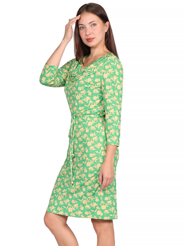 Vestido , Cuello Columpio, Manga 3/4