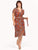Vestido Cuello en V, Manga Corta, Estampado, Largo