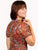 Vestido Cuello en V, Manga Corta, Estampado, Largo