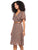 Vestido , Cuello V,  Manga Olán, Con Cinturon, Estampado