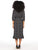 Vestido , Cuello V,  Manga 3/4, Amarre en la cintura, Lunares