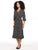 Vestido , Cuello V,  Manga 3/4, Amarre en la cintura, Lunares