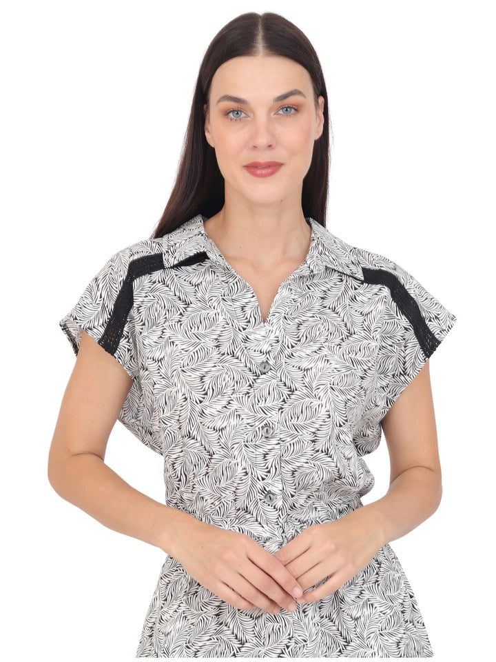 Vestido  Cuello Camicero, Botones al Frenta , Amarre en la Cintura