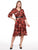 Vestido Cuello en V, Manga 3/4, Estampado