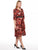 Vestido Cuello en V, Manga 3/4, Estampado