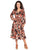 Vestido  Cuello V,  Manga Larga, Amarre en la Cintura, Estampado