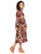 Vestido  Cuello V,  Manga Larga, Amarre en la Cintura, Estampado