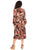 Vestido  Cuello V,  Manga Larga, Amarre en la Cintura, Estampado