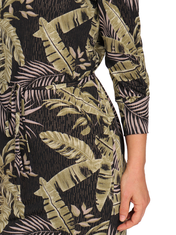 Vestido Cuello Redondo,  Manga 3/4, Estampado