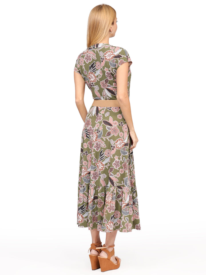 Vestido Cuello en V, Manga Corta