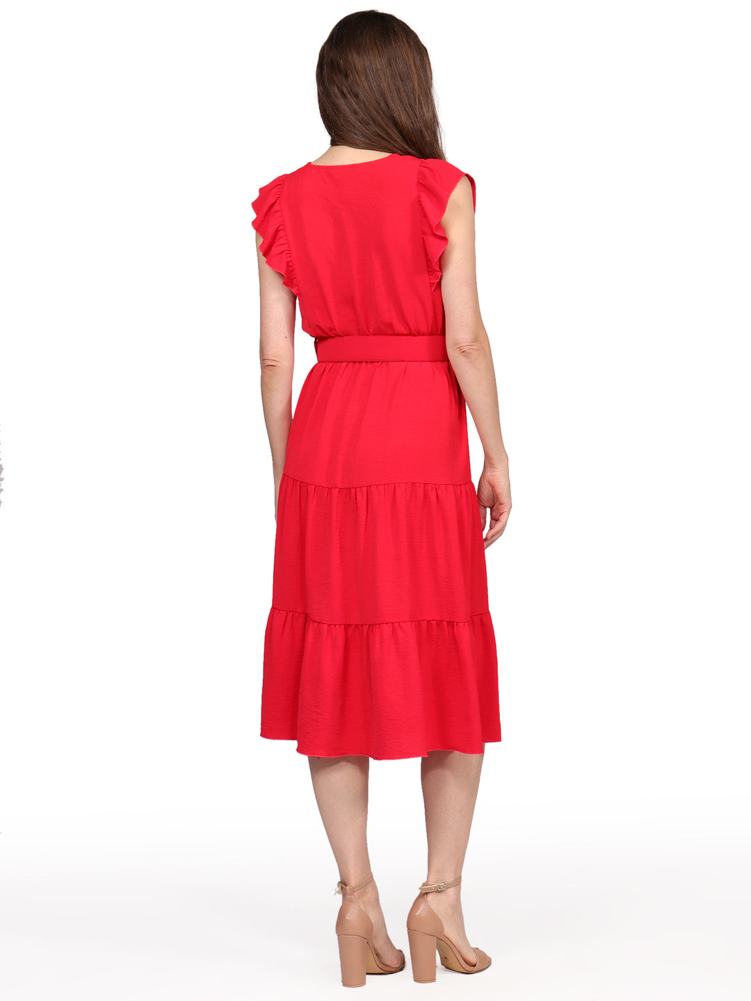 Vestido Cuello en V, Manga Olán