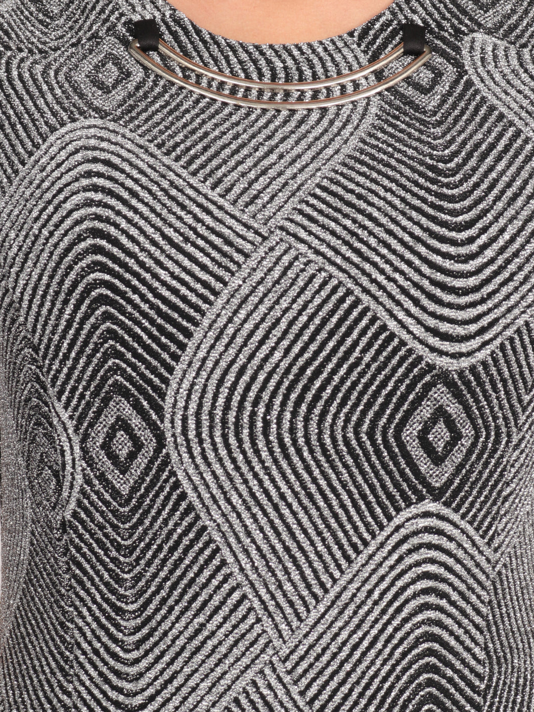 Vestido  Cuello Redondo,   Sin Manga, Recto, Estampado en Brillos