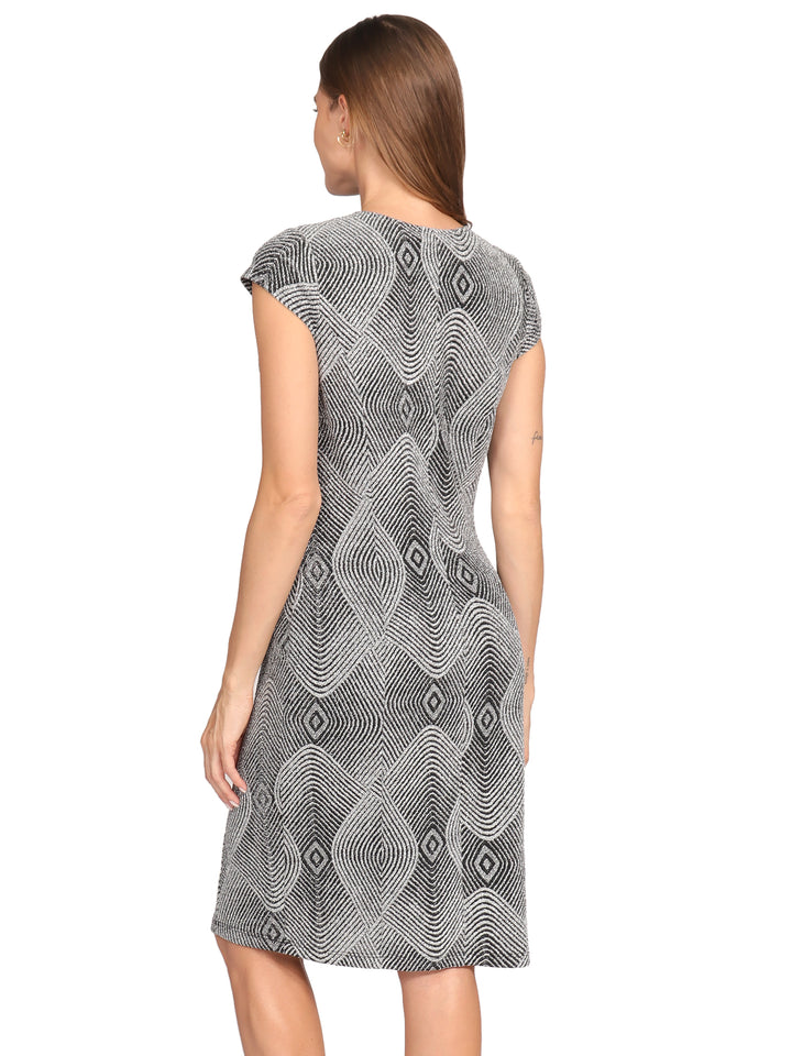 Vestido  Cuello Redondo,   Sin Manga, Recto, Estampado en Brillos