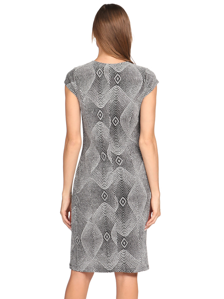 Vestido  Cuello Redondo,   Sin Manga, Recto, Estampado en Brillos