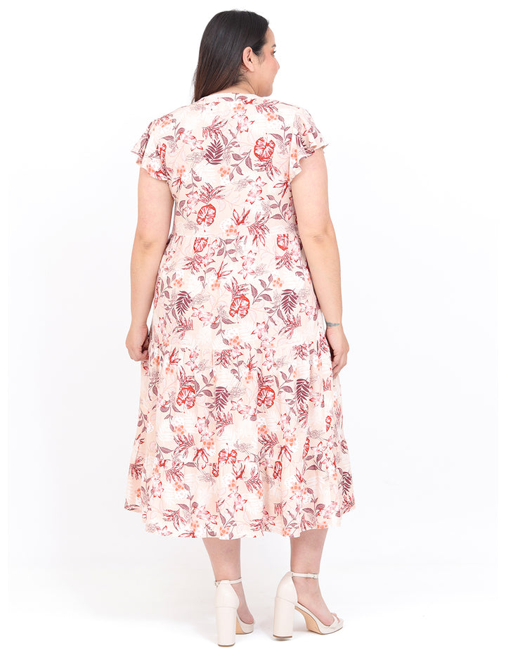 Vestido Curvy Carilo, Cuello en V,  Manga Corta