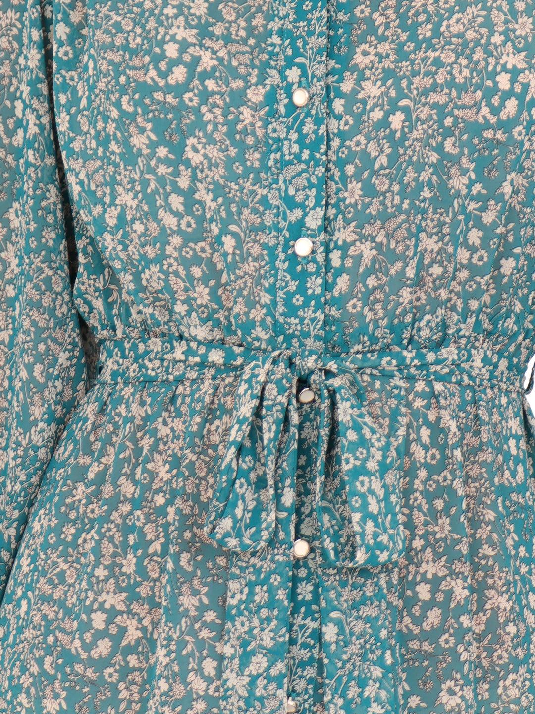 Vestido Cuello Redondo con Amarre, Manga Larga, Estampado