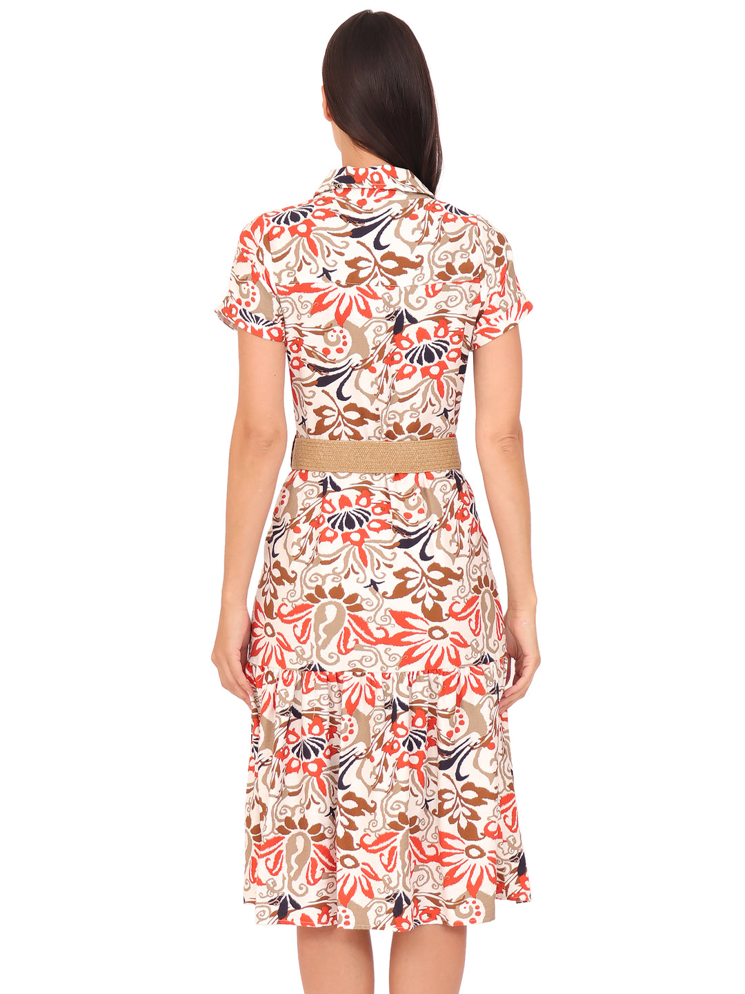 Vestido Camisero, Manga Corta,Estampado