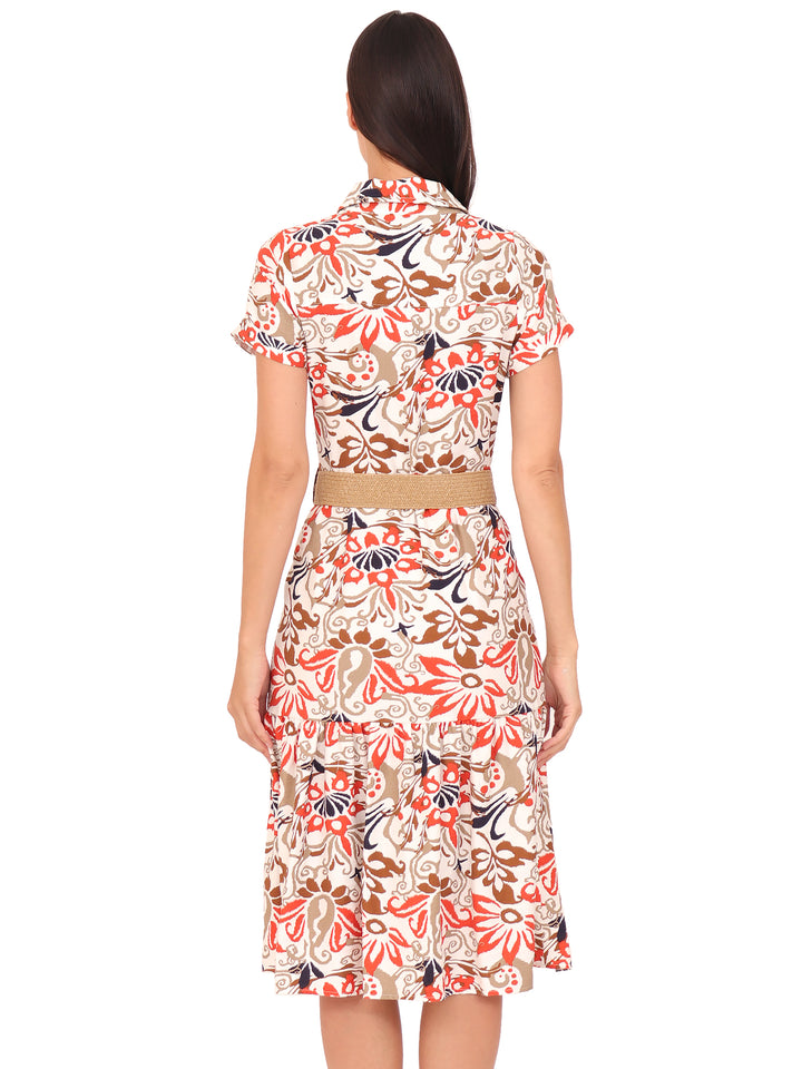 Vestido Camisero, Manga Corta,Estampado