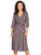 Vestido Cuello V,  Manga 3/4, Amarre en la Cintura ,Estampado