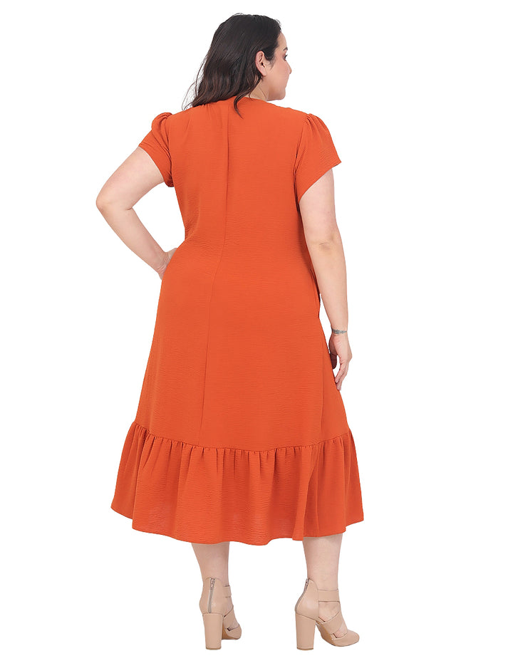 Vestido Curvy Carilo, Cuello en V,  Manga Corta