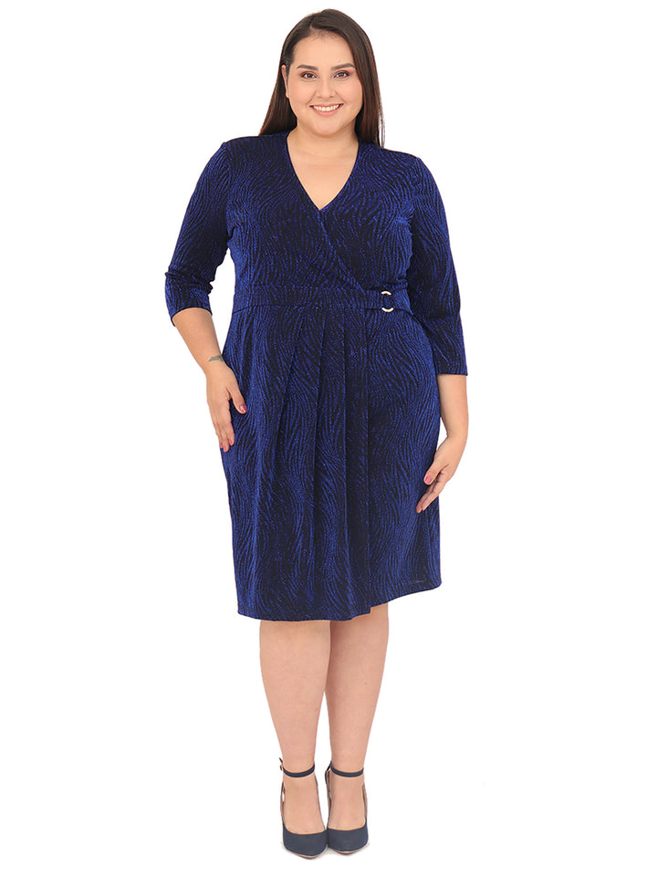 Vestido Curvy Carilo, Cuello en V, Cruzado,  Manga 3/4