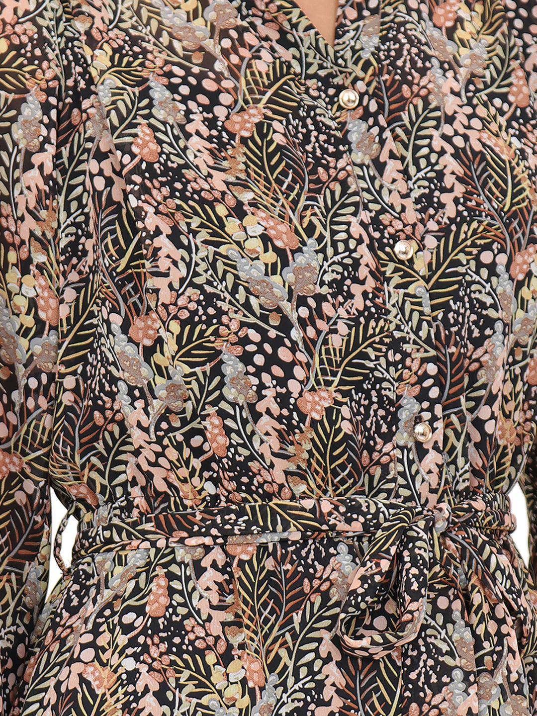 Vestido  Cuello Redondo, Manga 3/4, Recto, Estampado