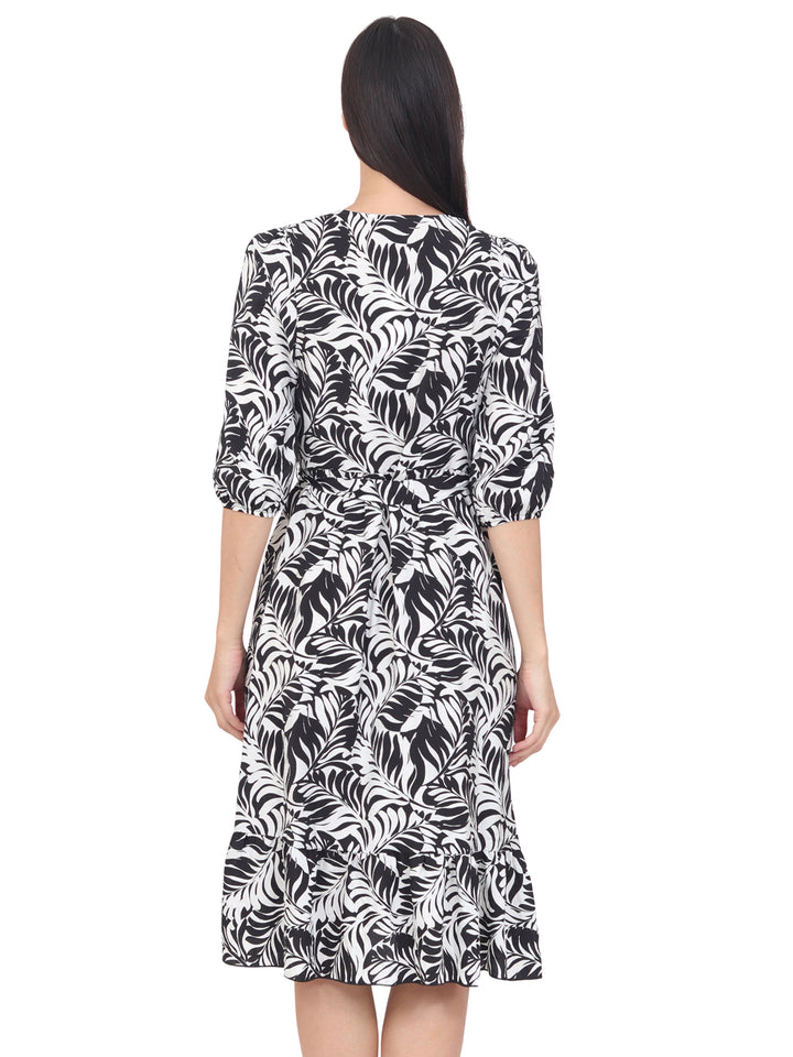 Vestido  Cruzado, Manga 3/4, Estampado
