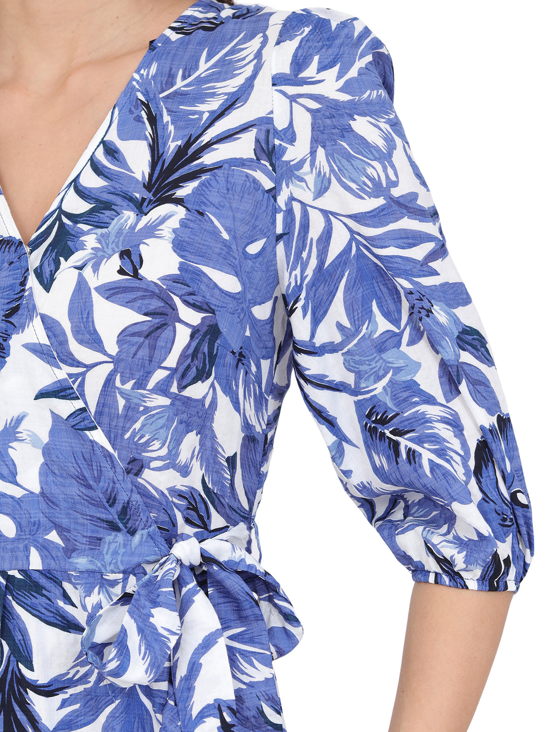Vestido  Cruzado, Manga 3/4, Estampado