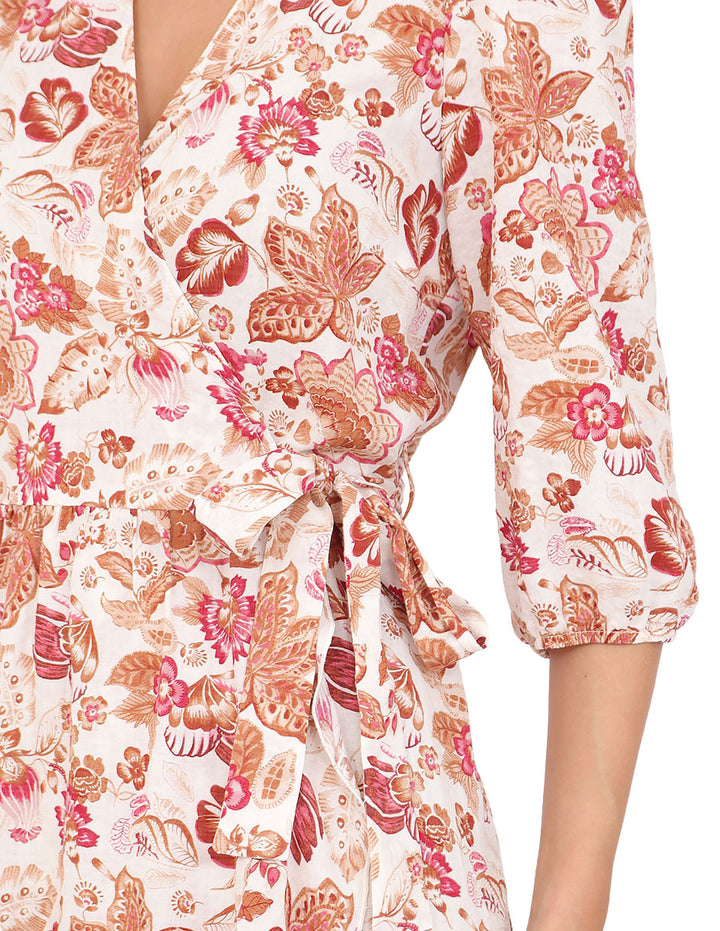 Vestido  Cruzado, Manga 3/4, Estampado