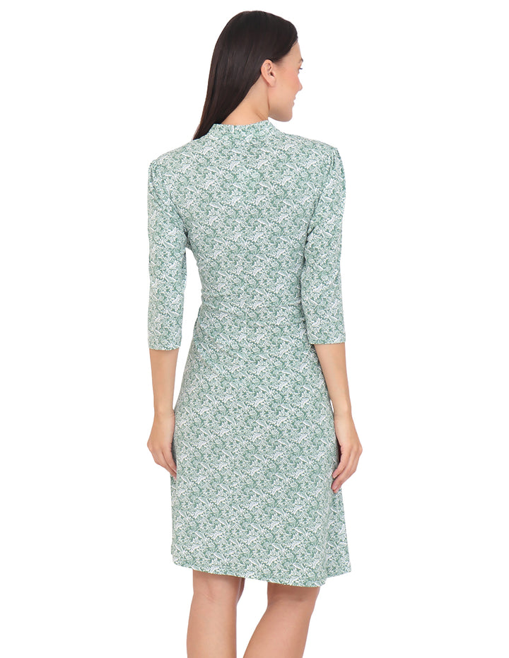 Vestido  Cruzado, Manga 3/4, Estampado