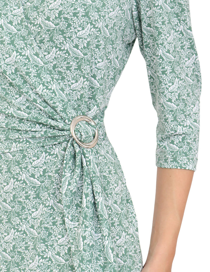 Vestido  Cruzado, Manga 3/4, Estampado