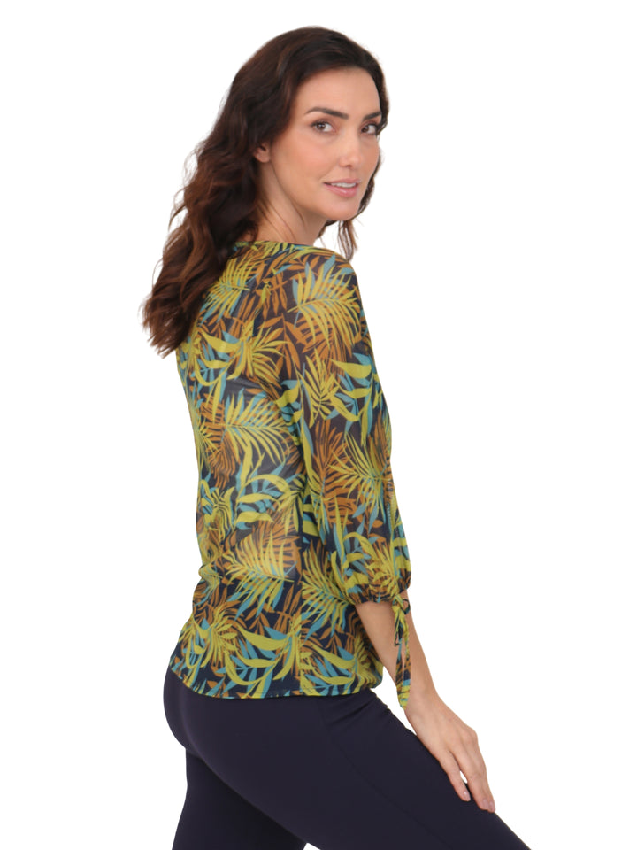Blusa Cuello Redondo, Manga Larga con Resorte, Estampado