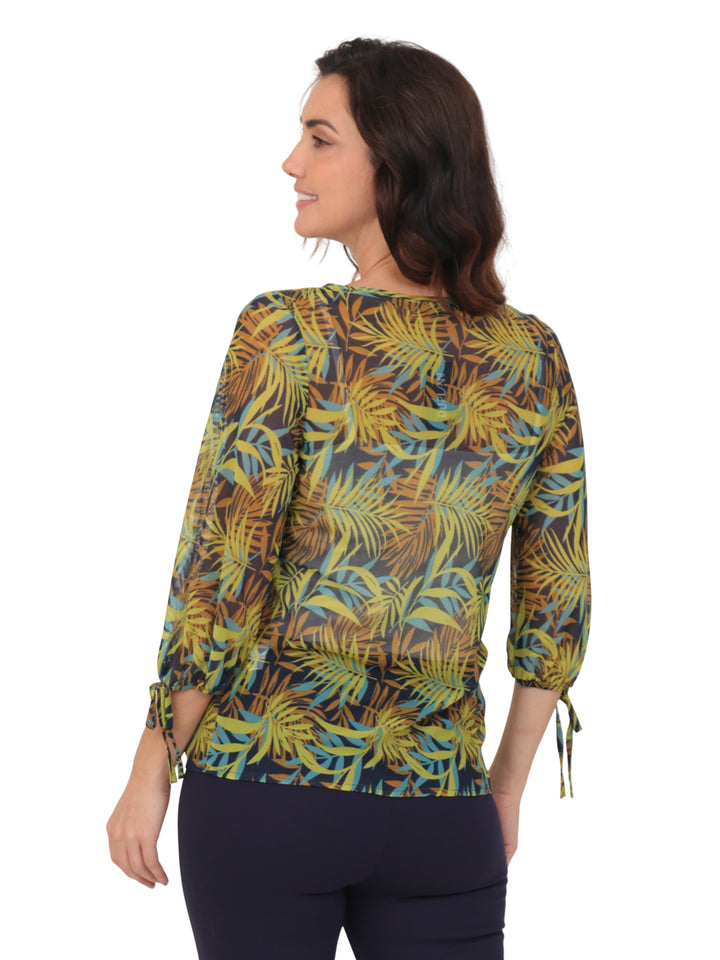 Blusa Cuello Redondo, Manga Larga con Resorte, Estampado